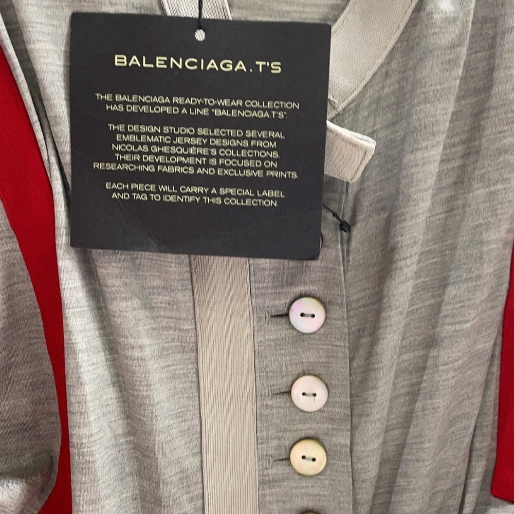 BALENCIAGA Lightweight Gray and Red Jersey T Shirt Dress Size 36 NWT - Picture 10 of 10